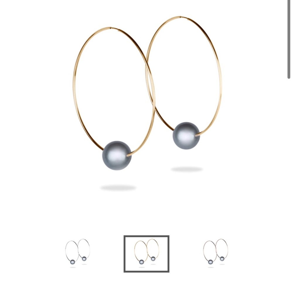 Vincent Peach Tahitian Pearl gold hoop earrings
